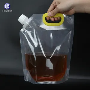 Bolsa de agua plegable portátil, bolsa de plástico transparente para bebidas, cerveza, jugo, al aire libre