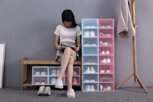 Factory Direct Plastic Sneaker <b>Storage</b> Box Stackable Hot Selling <b>Clear</b> Shoe Box Drop Front Transparent Shoe <b>Container</b> Organizer - Product Image 2