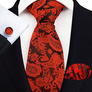 Ensemble de cravates pour hommes en soie Paisley Jaune Doré Mariage Cravates en polyester de luxe pour hommes d'affaires <span class=keywords><strong>Cravate</strong></span> Mouchoir Ensemble avec boutons de manchette - Product Image 2