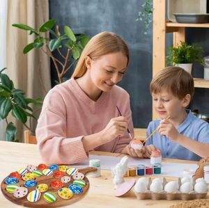 Soporte de huevos fijo seccionado de madera natural Bandeja de exhibición de bandeja de huevos de cocina de varios compartimentos - Product Image 5