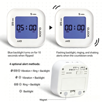 Horloge numérique à affichage LED personnalisable AIKS, à quatre faces, avec minuteur de compte à rebours, alarme 24 heures, capteur de gravité, pour bureau ou mur, classique