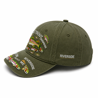 Casquette de baseball brodée 3D en coton lavé, style outdoor, pour la pêche, le sport, la protection solaire, pour homme, pêcheur, camping en bord de rivière