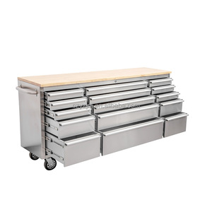 15 दराज स्टेनलेस स्टील के साथ 72-इंच धातु टूलबॉक्स ट्रॉली के साथ 15 दराज स्टेनलेस स्टील शीर्ष मोबाइल वर्कस्टेशन पेगबोर्ड ऊपरी अलमारियाँ - Product Image 5