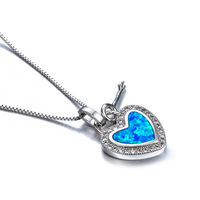 Collier pendentif cœur en cristal de luxe, pierre opale de feu blanche, chaîne en argent sterling 925, 18 pouces, bijoux pour femmes