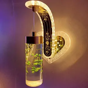 침실 계단 벽 램프 호텔 간단한 포스트 현대 실내 점화 호화스러운 진짜 꽃 수정같은 훈장 Led 벽 빛