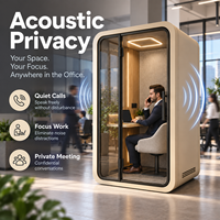 Cabine de bureau acoustique moderne pour une personne, insonorisée, avec vitre, pour un travail concentré et des appels vidéo