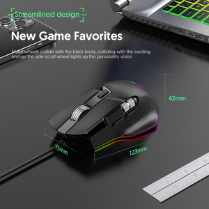 Ratón para Juegos RGB de Alta Velocidad con Macro, Rueda de Desplazamiento Lateral, Excelente Ratón con Cable de Tracción Horizontal, Accesorios para Computadora X13 - Product Image 3