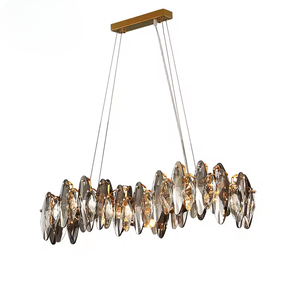 Lustre en cristal K9 gris fumée rectangulaire de luxe moderne Éclairage de taille moyenne pour salle à manger - Product Image 6