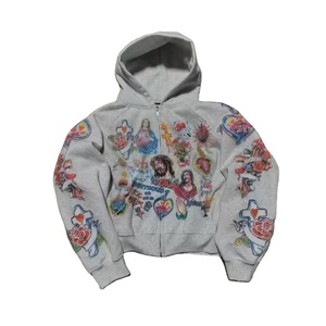 Sweat à capuche zippé décontracté en polyester et élasthanne, motif dessin animé RIGHTEOUS, coupe ample, taille XXL, collection Hiver 2024 - Product Image 1