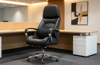 Chaise de bureau exécutive moderne à dossier haut pour bureau à domicile, chaise pivotante réglable en cuir, base en métal robuste, cadre en bois réglable