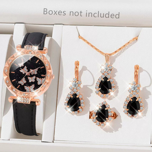 <span class=keywords><strong>Set</strong></span> di 5 pezzi di orologi da donna collane anelli orecchini con diamanti regali per feste di nozze <span class=keywords><strong>Set</strong></span> orologi da donna - Product Image 1