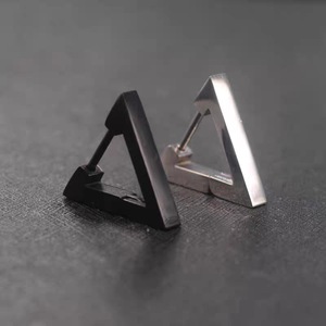 Boucles d'oreilles triangulaires en acier titane, géométriques, noir, or, argent, bijoux de mode unisexes, pour hommes et femmes - Product Image 1