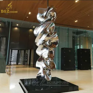 Statue miroir moderne abstraite en acier inoxydable, décoration de hall d'entrée, sculpture