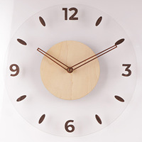 Jam Dinding Desain Minimalis Modern Bertenaga Baterai dengan Kaca Tempered Kayu Solid Rakuten Jepang yang Transparan dan Dikendalikan Radio.