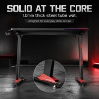 Table de jeu et bureau informatique AOR avec éclairage RGB, porte-gobelet, plateau pour écouteurs, surface en bois, noir – Expédition immédiate