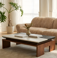Table basse rectangulaire minimaliste italienne en marbre naturel, plateau combiné, écologique, personnalisable, table de salon de luxe