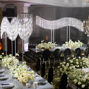 NIKA Support <span class=keywords><strong>de</strong></span> fleurs à longues vagues <span class=keywords><strong>de</strong></span> haute qualité, pendentif en cristal, pompon en métal argenté, décoration <span class=keywords><strong>de</strong></span> <span class=keywords><strong>table</strong></span> <span class=keywords><strong>de</strong></span> mariage, centre <span class=keywords><strong>de</strong></span> <span class=keywords><strong>table</strong></span> - Product Image 2