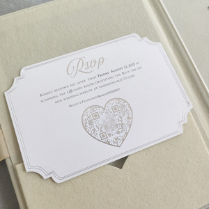 Elegante Invitación de Boda en Acrílico Transparente y Papel Plateado con Detalles en Terciopelo Beige, Juego de Tarjetas RSVP, Lujo para Celebración de Matrimonio o Festival - Product Image 6