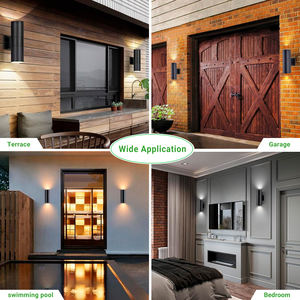 Appliques murales d'extérieur à capteur de crépuscule à l'aube certifiées ETL 5CCT Applique murale extérieure en aluminium moderne pour façade - Product Image 6