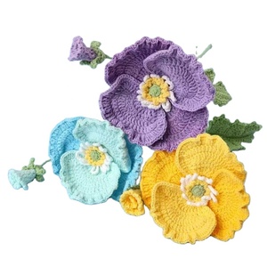 ดอกป๊อปปี้โครเชต์ทำมือจากโรงงาน OEM ของตกแต่งบ้าน ช่อดอกไม้ประดิษฐ์สำหรับของขวัญคริสต์มาสและวันวาเลนไทน์ รับสั่งทำตามแบบ - Product Image 1