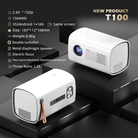Projecteur intelligent portable d'extérieur T100 1080P Full HD 1500ANSI Android 9.0 5G WiFi Bluetooth projecteur de cinéma à domicile LED sans fil