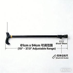 Canne télescopique en alliage d'aluminium avec embout en caoutchouc antidérapant pour personnes âgées, noire, 3 articulations, longueur réglable - Product Image 3