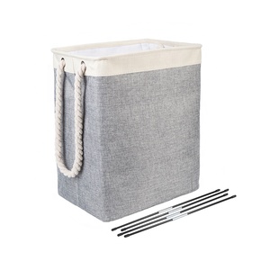 Giỏ Đựng Đồ Giặt Bằng Vải, Giỏ Đựng Đồ Giặt Bằng Vải Lanh Có Thể Đóng Mở Được Lót Tích Hợp Với Giá Đỡ Có Thể Tháo Rời - Product Image 1