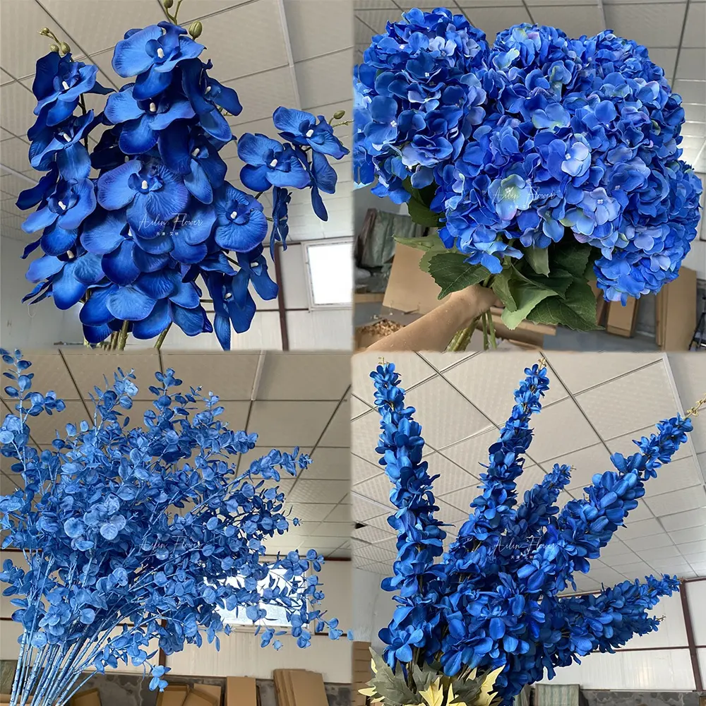 A-548 Wedding Navy Blue Artificial Flowers Royal Blue Centerpieces Royal Blue Roses