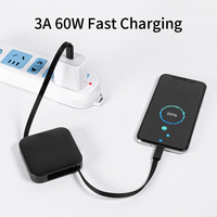 Câble de charge multiple 3A, câble de charge rapide multiple rétractable de 1m, cordon de charge multiple pour appareils mobiles L et USB-C
