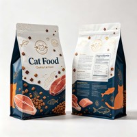 Sac à fond plat pour nourriture pour chat, impression personnalisée, réutilisable, en plastique Mylar, fermeture éclair, emballage pour friandises pour animaux de compagnie, sac pour nourriture pour chien