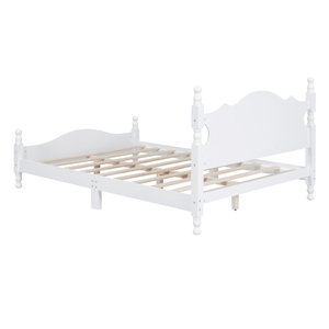 Modern Full Size Solid <b>Pine</b> Wood Eco-Friendly & Durable Platform <b>Bed</b> <b>Frame</b> with Wooden Slat Support White Bedroom <b>Bed</b> - Product Image 5