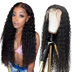 Wig Renda Penuh Tanpa Lem Remy 100% Wig Rambut Manusia Keriting Kutikula Bongkar Pasang Wig Renda Frontal Mentah Brasil Murah