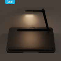 Table de bureau portable ergonomique XGear avec surface en cuir, grand espace et lampe LED