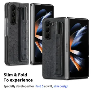 Bracelet Design plaine étui en cuir pliant pour Samsung Galaxy <span class=keywords><strong>Z</strong></span> pli 5 Fold5 Fold3 Fold4 pli <span class=keywords><strong>4</strong></span> Fold3 <span class=keywords><strong>S</strong></span> stylo fente coques de téléphone - Product Image 1