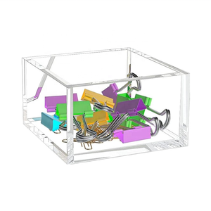 Nhỏ Acrylic Hộp rõ ràng vuông container Nắp mult-mục đích hiển thị Rack cho mặt hàng chủ lực dính băng giấy Clip Stackable - Product Image 1
