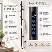 Sèche-serviettes électrique à affichage numérique en acier inoxydable noir, chauffe-serviettes pour hôtels, villas, vente en gros OEM/ODM