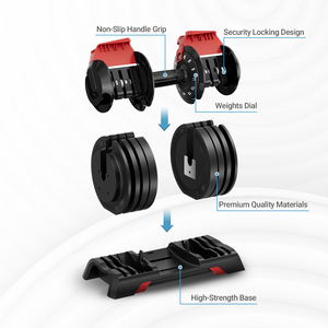 Chất lượng cao xdumbbell 24kg 52.5lb 12 tốc độ có thể điều chỉnh quả tạ với giá đỡ thiết bị tập thể dục tại nhà (Nylon + Thép + ABS + PP) - Product Image 5