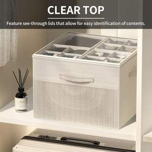 صندوق تخزين أحذية كبير قابل للطي، منظم أحذية مع غطاء شفاف وفواصل قابلة للتعديل - Product Image 3