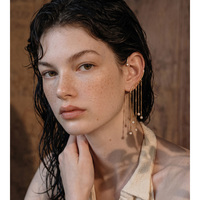 Boucles d'oreilles pendantes à clip avec longues pampilles en perles simulées de luxe JINYOU 8753, bijoux de mode pour femmes