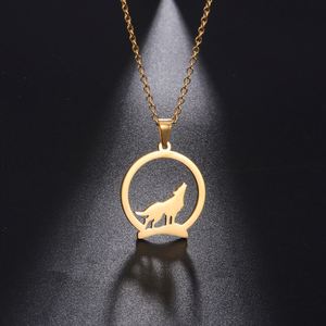 Collar con Colgante de Lobo aullando Myshape para Mujer y Hombre, Estilo Casual Punk, Acero Inoxidable, Color Dorado, Cadena con Diseño Animal, Joyería, Regalo, Venta al por Mayor - Product Image 2