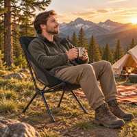 Chaise lune légère et portable à dossier haut, chaise de camping pliable respirante pour l'extérieur avec dossier pour la pêche, la plage et les pique-niques