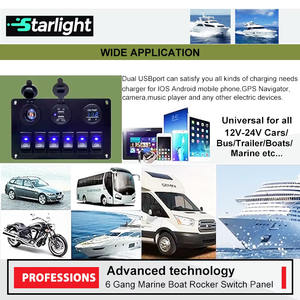 Pemutus arus LED, 12V DC <span class=keywords><strong>6</strong></span> <span class=keywords><strong>Gang</strong></span> LED Panel saklar Rocker tahan air untuk RV perahu mobil laut - Product Image 6