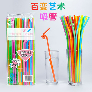 Pajitas de arte desechables de plástico coloridas en forma de codo para bebidas de fiesta - Product Image 5