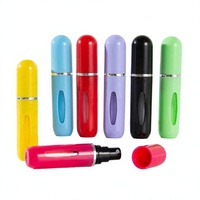 Flacon de parfum rechargeable rond de 5 ml en plastique ABS, pulvérisateur auto-amorçant couleur bonbon à remplissage direct