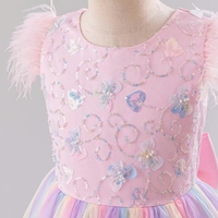 YX809 Rok Tulle 3D Bordir Payet Dua Warna Motif Kupu-kupu Bunga untuk Anak Perempuan, Kain Rok Tulle Payet 2025