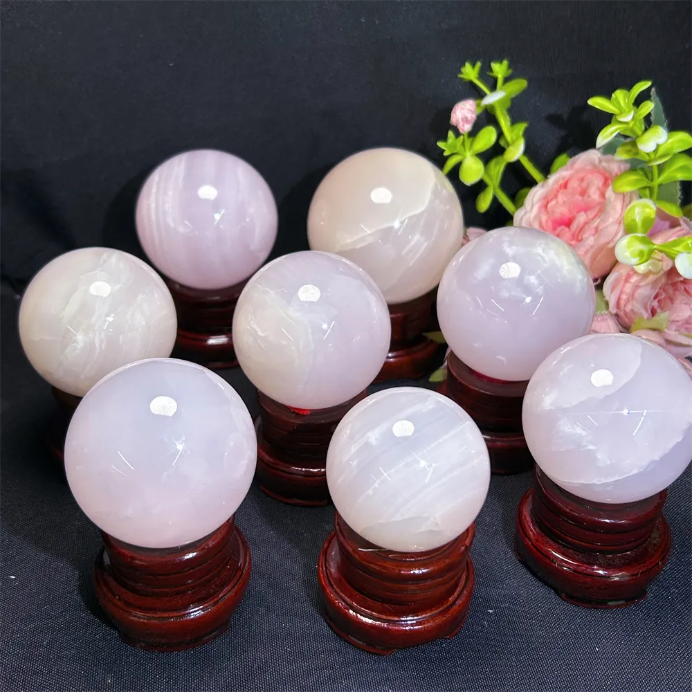 Wholesale Crystal crafts Ball Polishing natural stone new Product pink jade sphere For gift ornament
