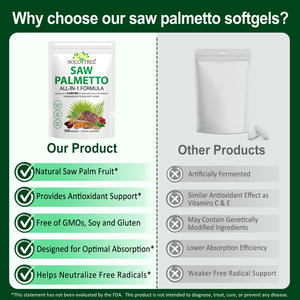 SOLOTREE 300カウント4000mgのこぎり<span class=keywords><strong>Palmetto</strong></span> Softgels前立腺尿健康サポート天然のこぎり<span class=keywords><strong>Palmetto</strong></span>カプセルサプリメント男性用 - Product Image 6