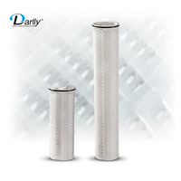 Cartucho de filtro plissado hf, cartucho de filtro de alta fluxo 40 "60 polegadas e 1/5/10 micron de profundidade para desalinação da água no mar