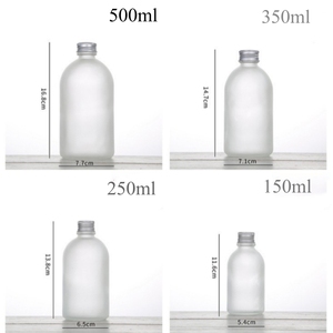 350ml フロストホワイトマットガラスボトル 工業用クリアフリントガラス ワイン、ジュース、コーヒー、水、シャンパン用 スクリューキャップ フラット - Product Image 6