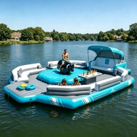 Plateforme flottante gonflable personnalisée pour fêtes aquatiques avec taureau mécanique, utilisation commerciale intérieure/extérieure
